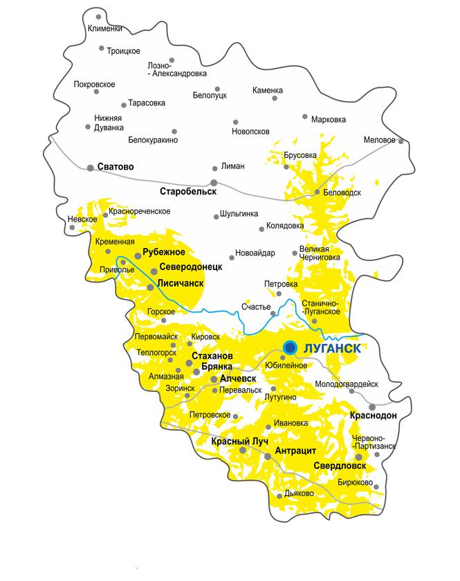 Карта где находится луганская область
